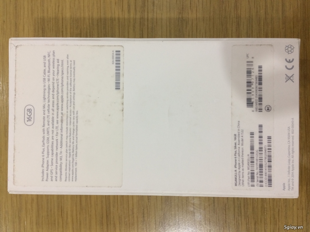 Bán iPhone 6 Plus 16 GB, màu Bạc, mới 90%, Quốc Tế xách tay US - 1