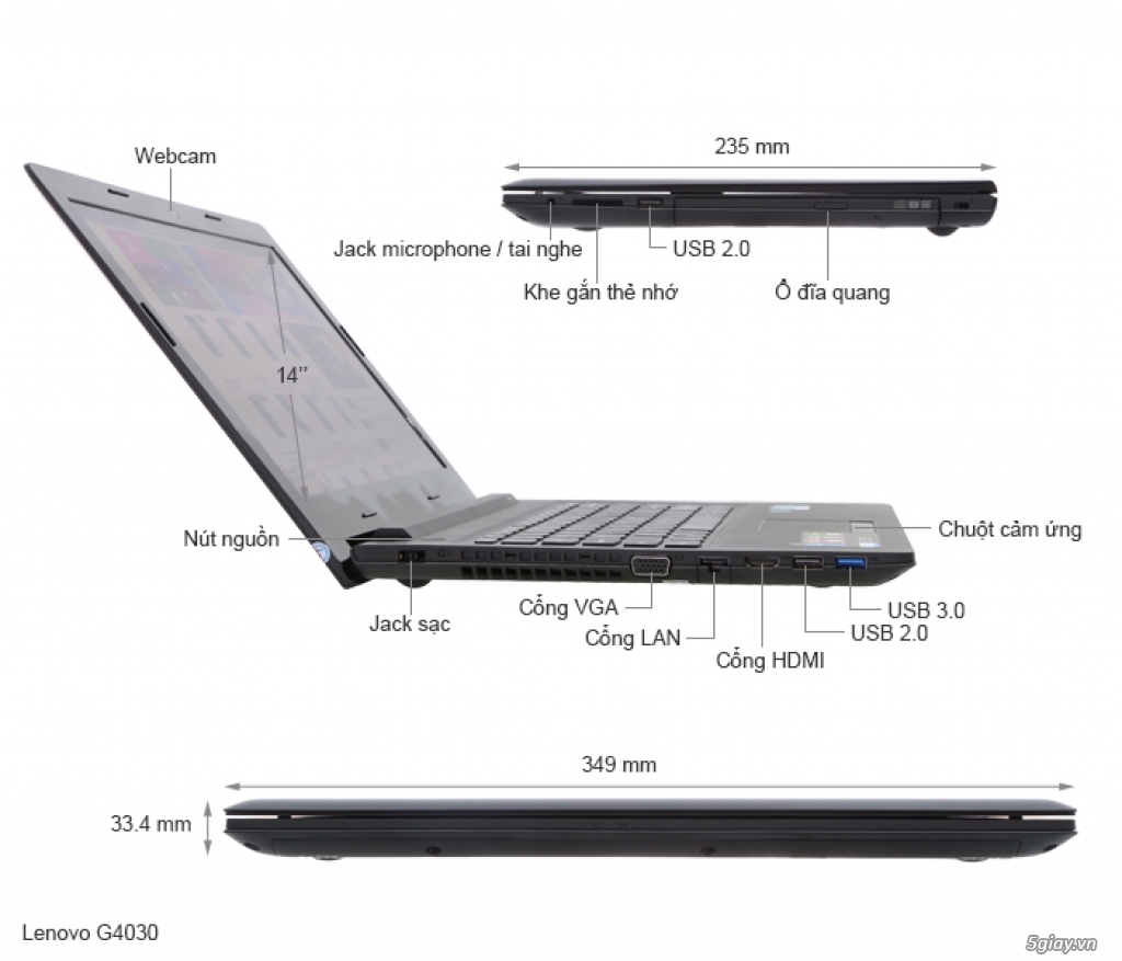 LENOVO G40-30 (80FY00B1VN) – Laptop giá rẻ cho sinh viên