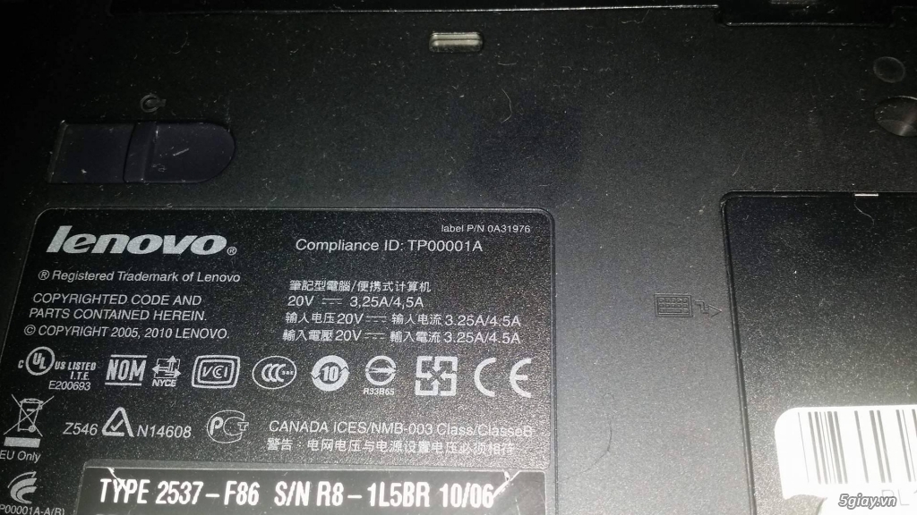 Notebook Lenovo 14.1  màu đen 0A31976 CoreI5 M540 ram8g, SDD 500G - 3