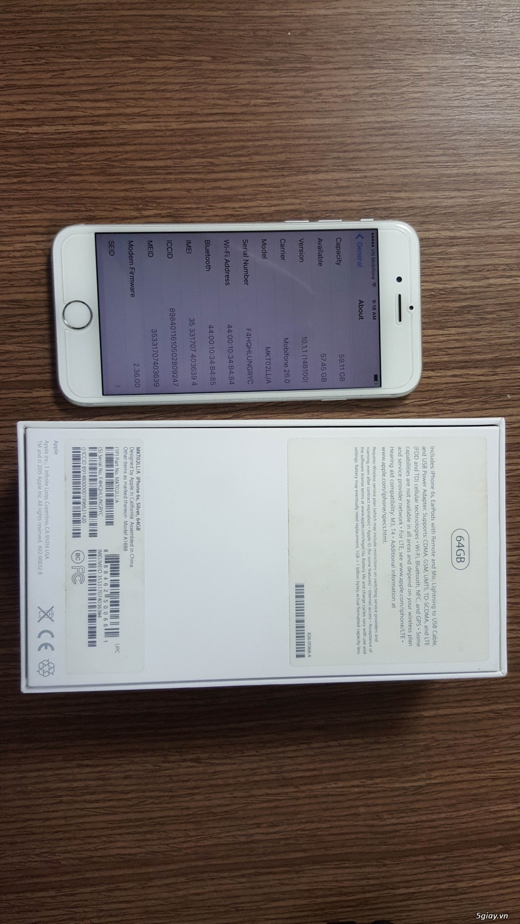 Bán Iphone 6s 64G mầu trắng. Bản QT Mỹ! - 1