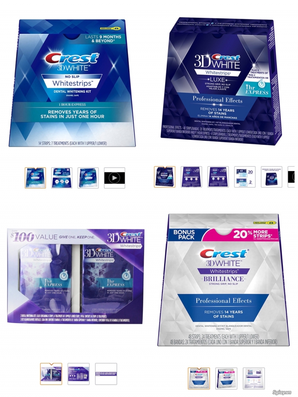 Whitening strips - miếng dán trắng răng Crest