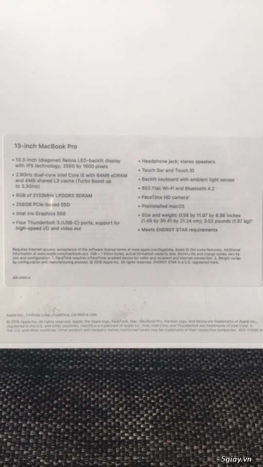 TPHCM - Bán MacBook Pro 13.3 inch *Xách tay US - Brand new* - 1