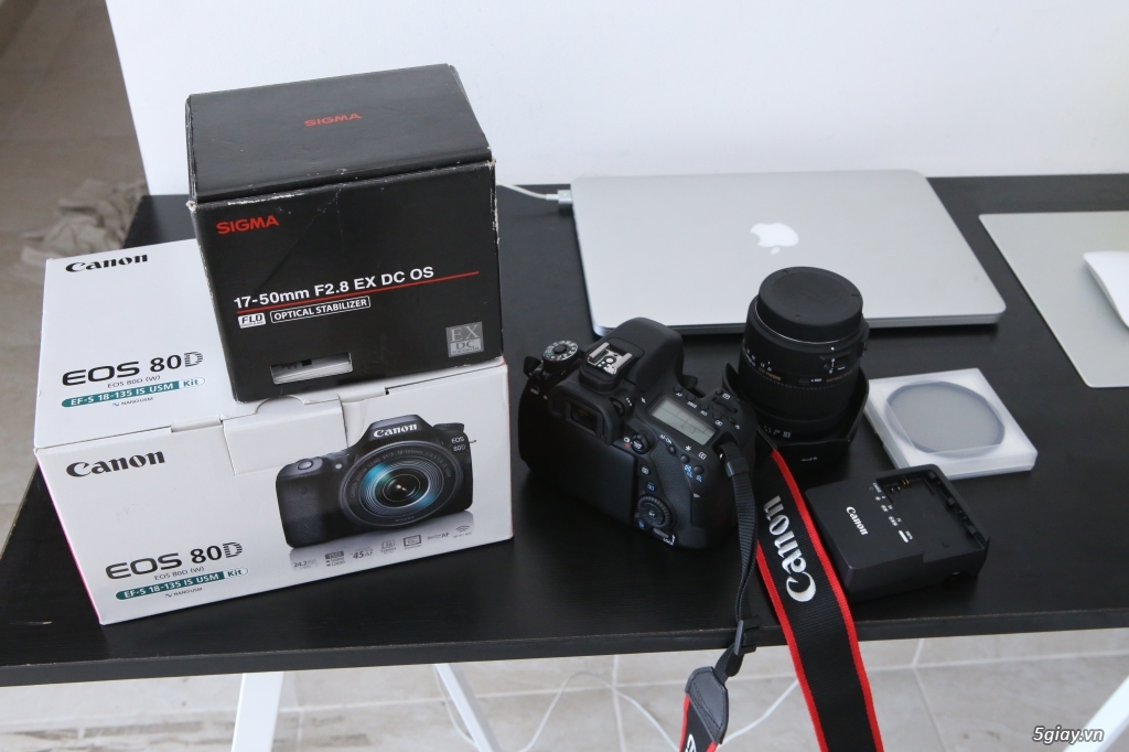 Canon 80 + Sigma 17-50 like new,fullbox 99%