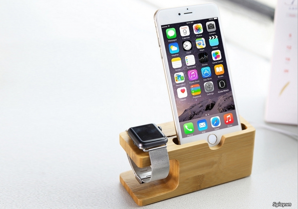 Đế gắn Dock sạc Apple Watch Bằng gỗ = 150K