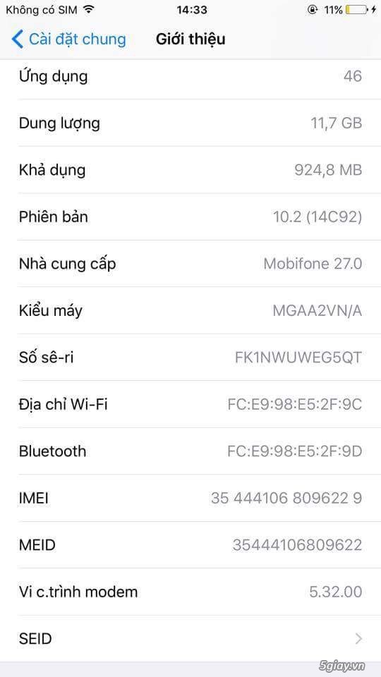 6PLUS GOLD 16GB HÀNG NỮ SÀI