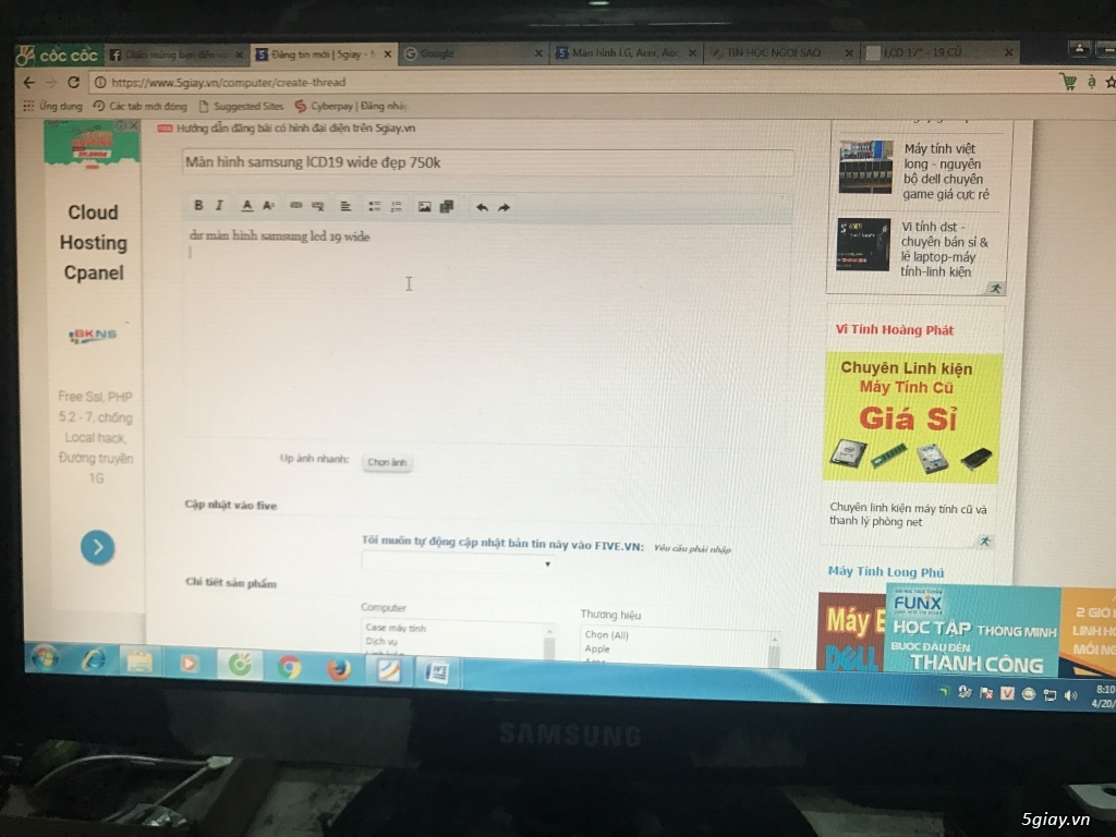 Màn hình samsung lCD19 wide đẹp 750k - 3