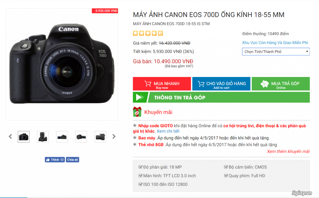 [HCM] Canon 700d 900 shoot + kit 18-55mm + YN 50mm f.18 - 5