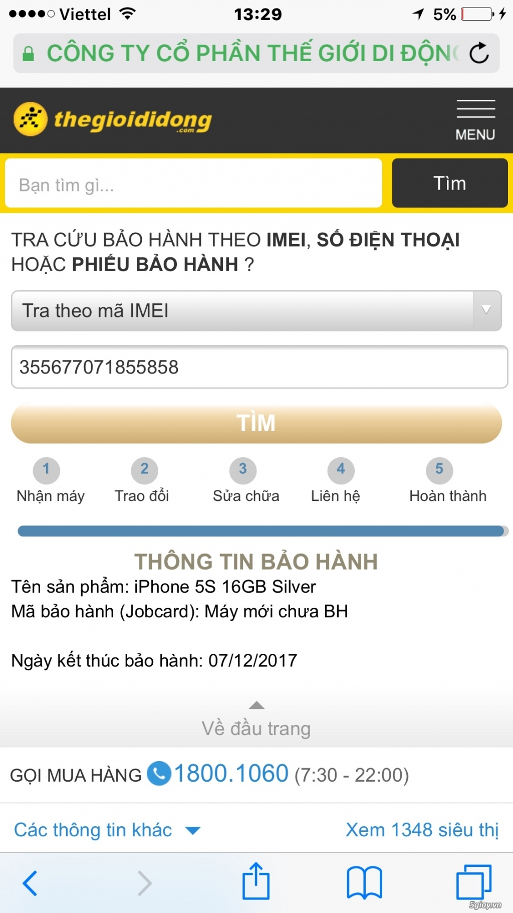 Bán iphone 5S TGDĐ 99% BH 12/2017 - 7