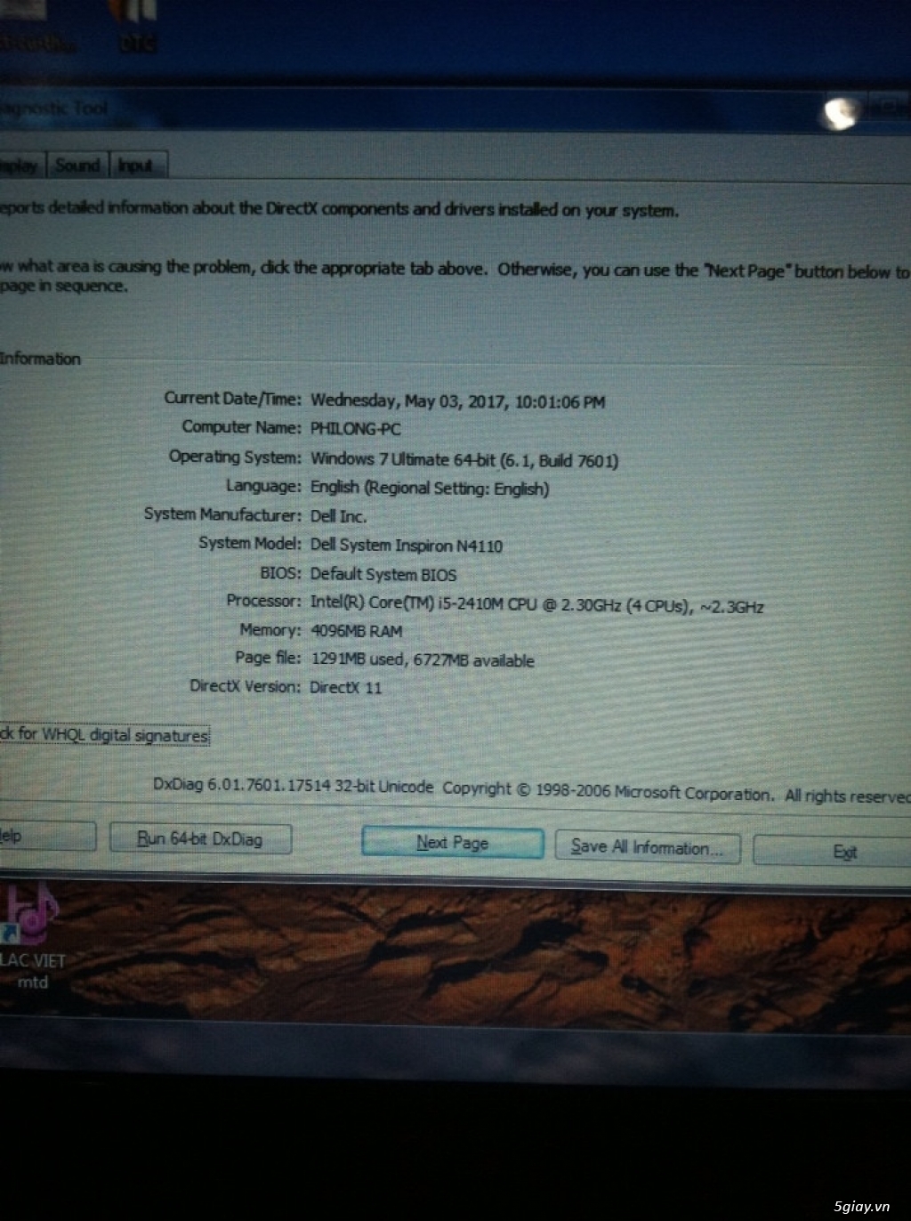 DELL N4110 CORE I5 RAM 4G - 4