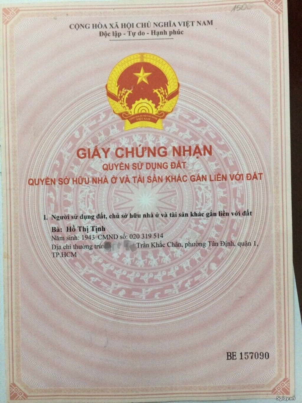 Bán nhà hẻm Trần Khắc Chân, P. Tân Định, Quận 1