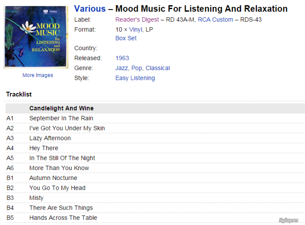 Lp: đĩa theo ablum 10Lp : Mood Music For Listening And Relaxation - 4