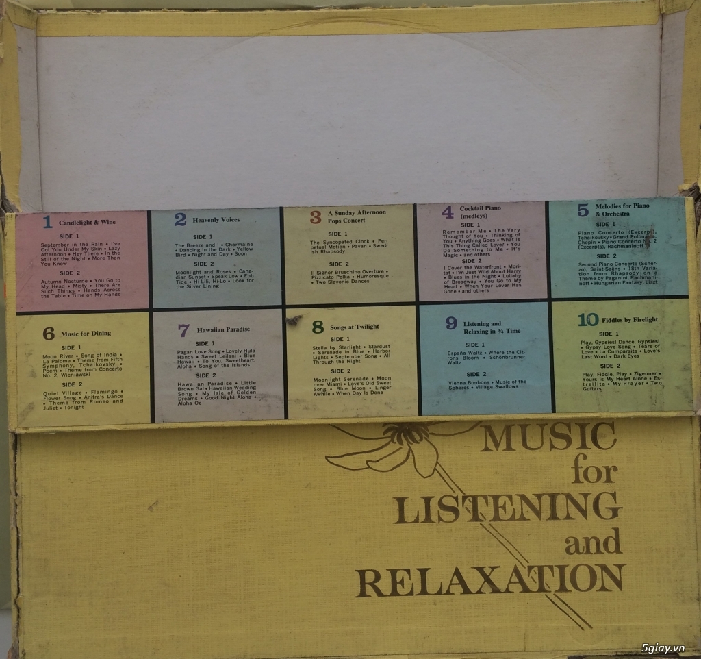 Lp: đĩa theo ablum 10Lp : Mood Music For Listening And Relaxation