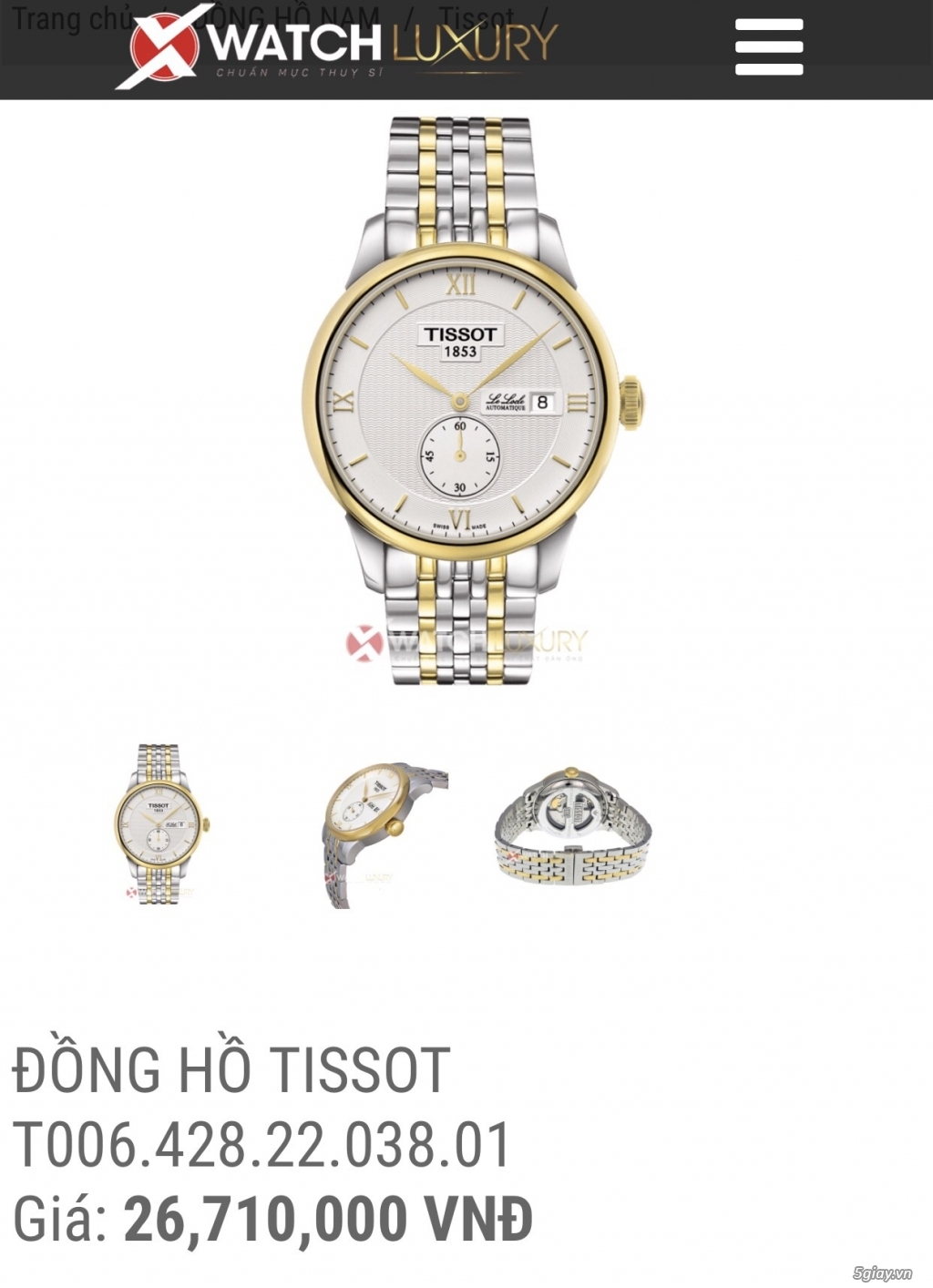 Bán đồng hồ chính hãng Tissot Automatic mới 99% - 2