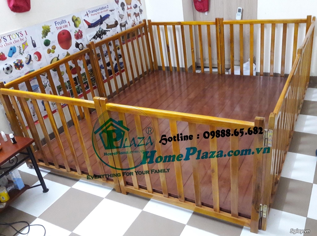 Giường cũi trẻ em gỗ quế - Quây cũi 3D -Cũi sinh đôi- chắn cầu thang - 11