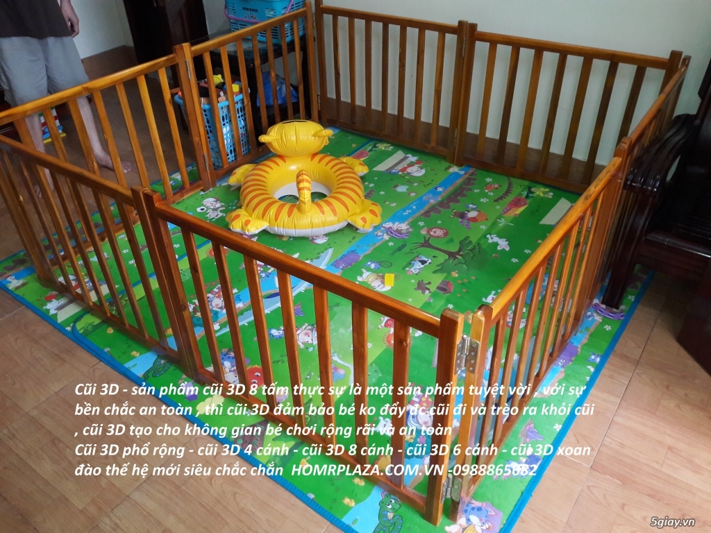 Giường cũi trẻ em gỗ quế - Quây cũi 3D -Cũi sinh đôi- chắn cầu thang - 24