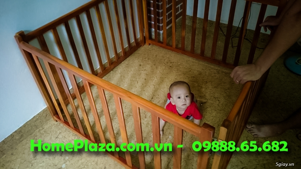 Giường cũi trẻ em gỗ quế - Quây cũi 3D -Cũi sinh đôi- chắn cầu thang - 17