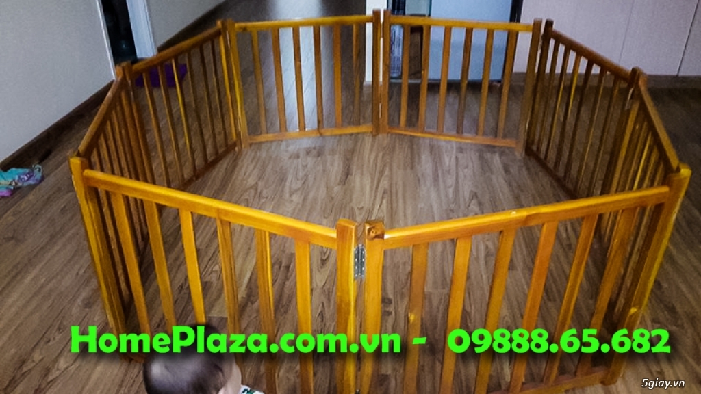Giường cũi trẻ em gỗ quế - Quây cũi 3D -Cũi sinh đôi- chắn cầu thang - 16