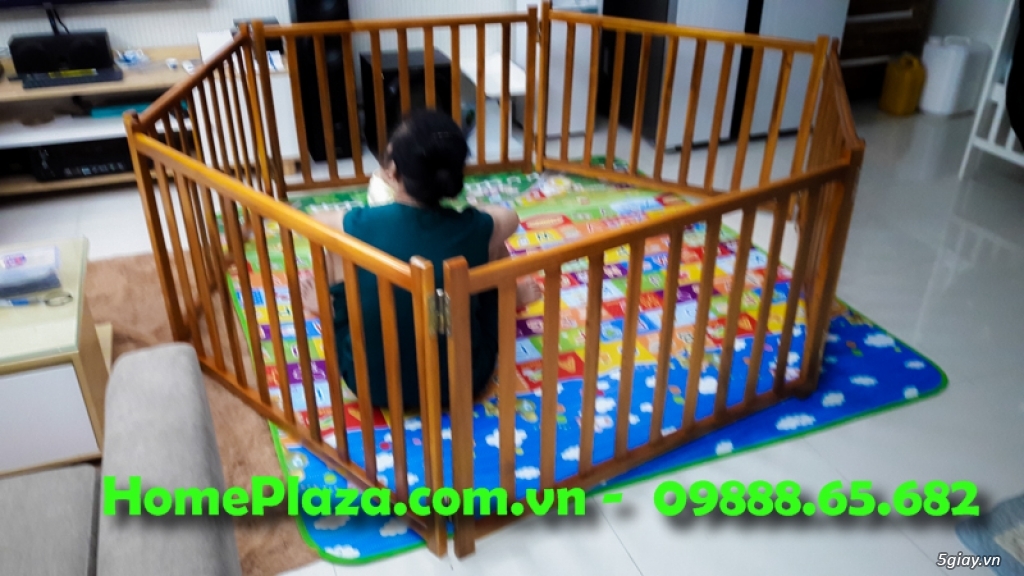 Giường cũi trẻ em gỗ quế - Quây cũi 3D -Cũi sinh đôi- chắn cầu thang - 19