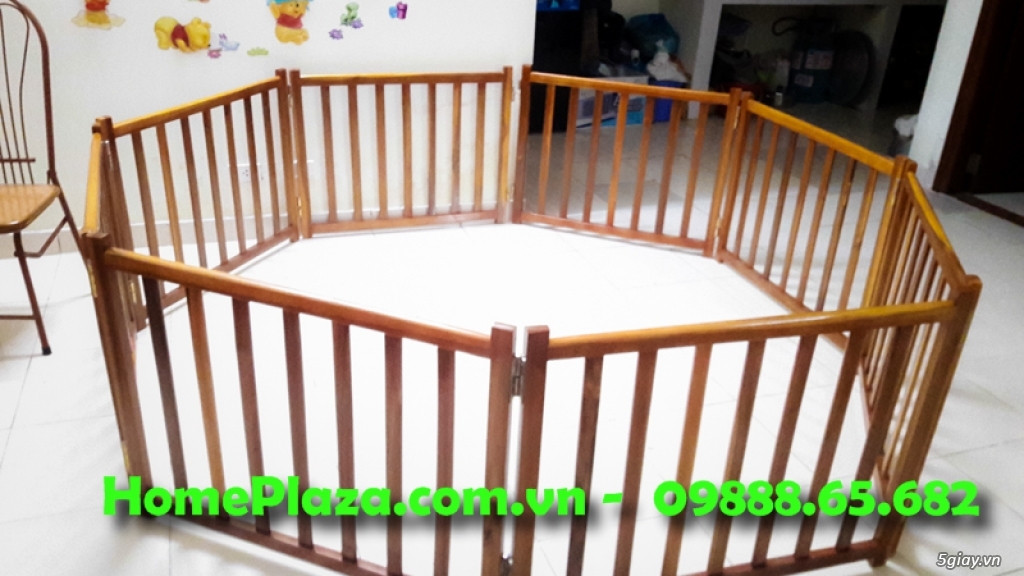 Giường cũi trẻ em gỗ quế - Quây cũi 3D -Cũi sinh đôi- chắn cầu thang - 20
