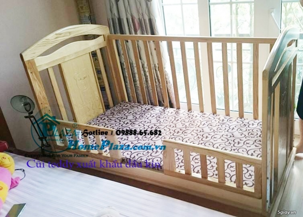 Giường cũi trẻ em gỗ quế - Quây cũi 3D -Cũi sinh đôi- chắn cầu thang - 28
