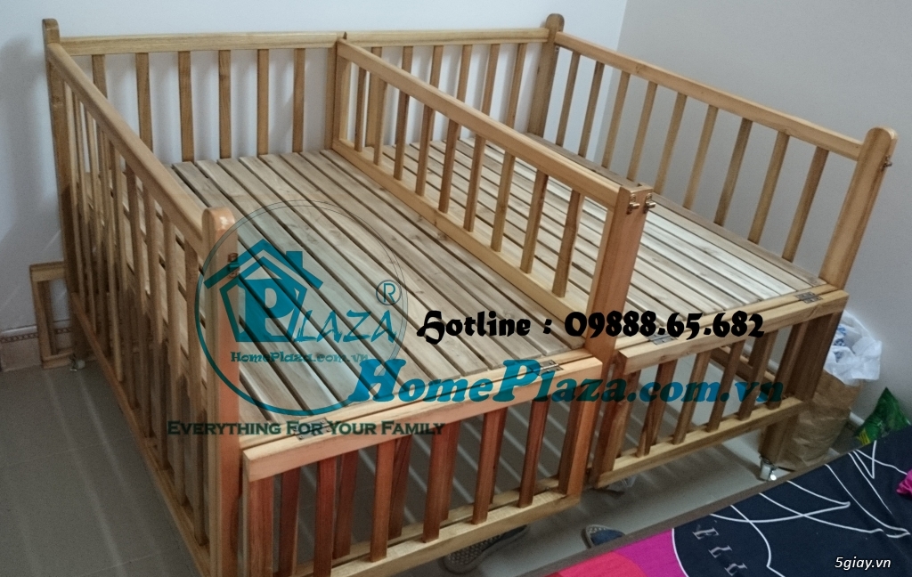 Giường cũi trẻ em gỗ quế - Quây cũi 3D -Cũi sinh đôi- chắn cầu thang - 9