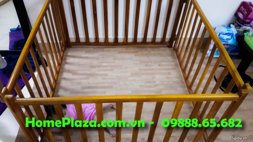 Giường cũi trẻ em gỗ quế - Quây cũi 3D -Cũi sinh đôi- chắn cầu thang - 21