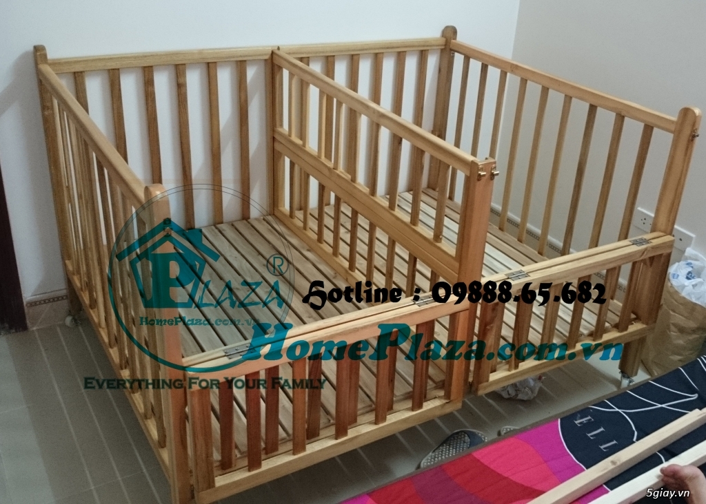 Giường cũi trẻ em gỗ quế - Quây cũi 3D -Cũi sinh đôi- chắn cầu thang - 7