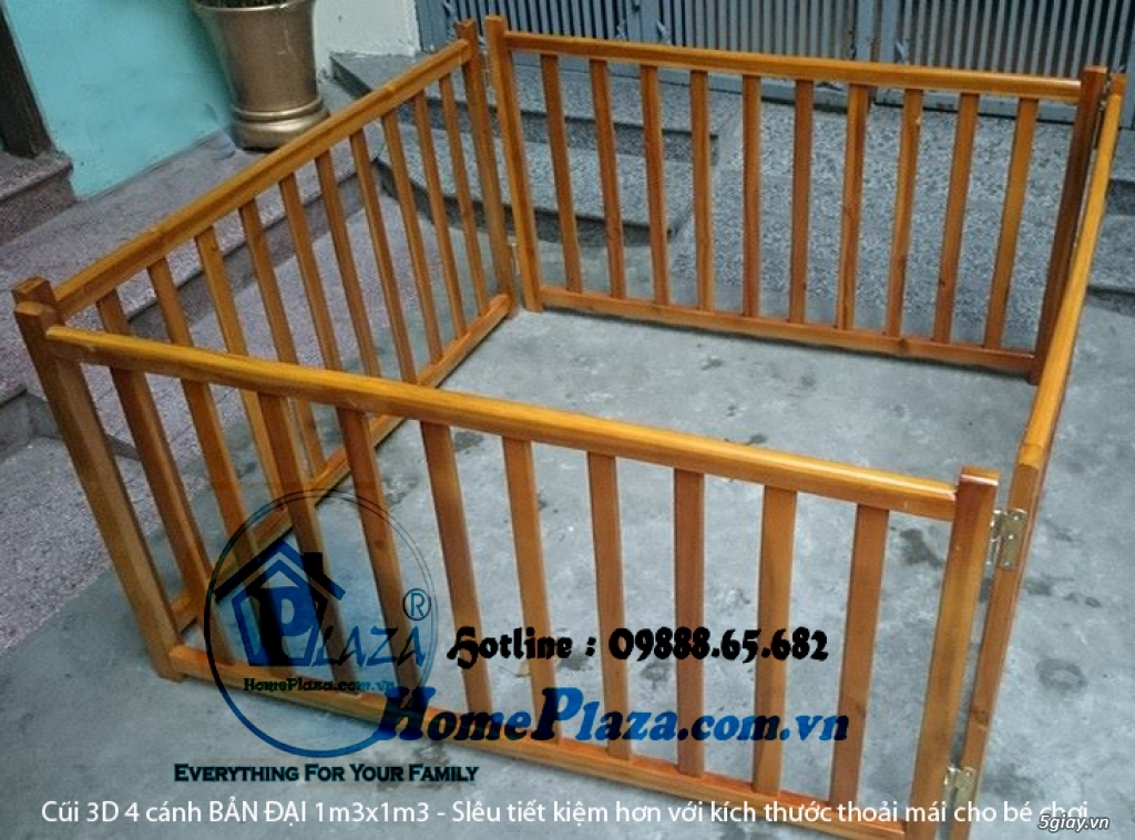 Giường cũi trẻ em gỗ quế - Quây cũi 3D -Cũi sinh đôi- chắn cầu thang - 13