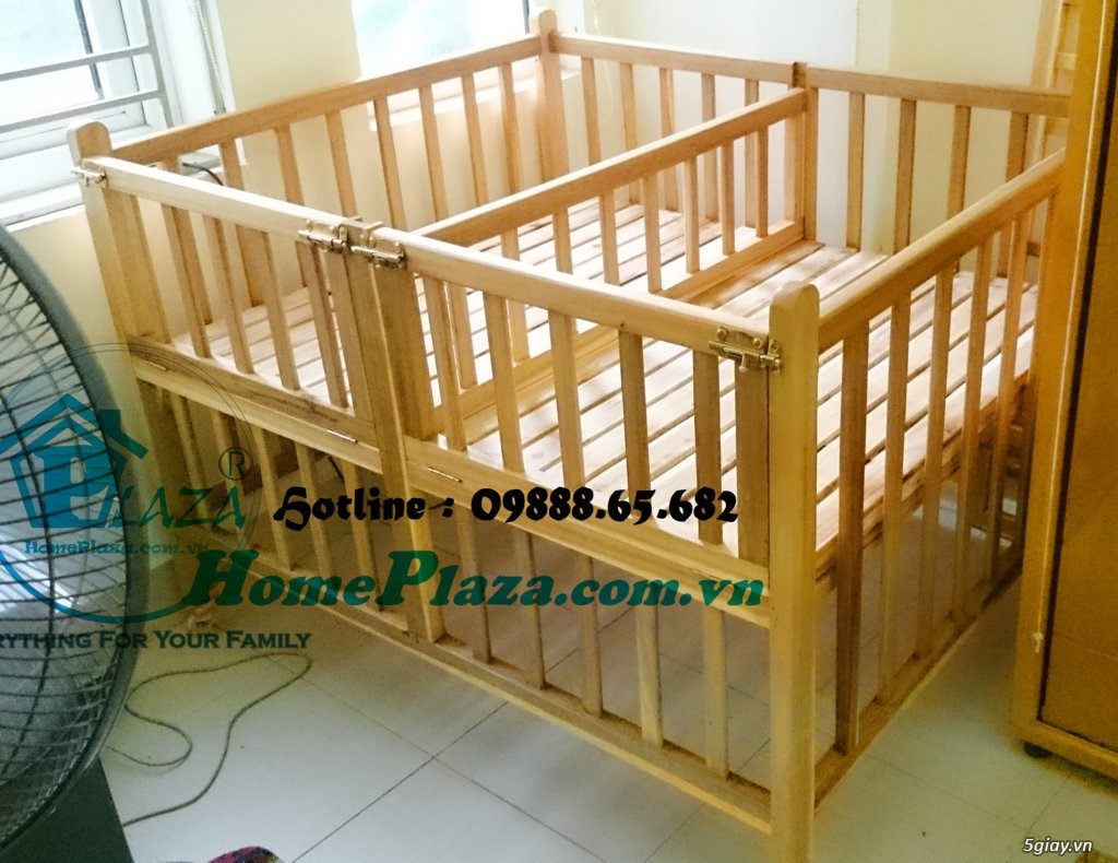 Giường cũi trẻ em gỗ quế - Quây cũi 3D -Cũi sinh đôi- chắn cầu thang - 38