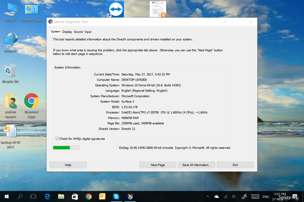 Rẻ nhất 5giay - Microsoft Surface 3/ RAM4Gb / SSD 128Gb - 1
