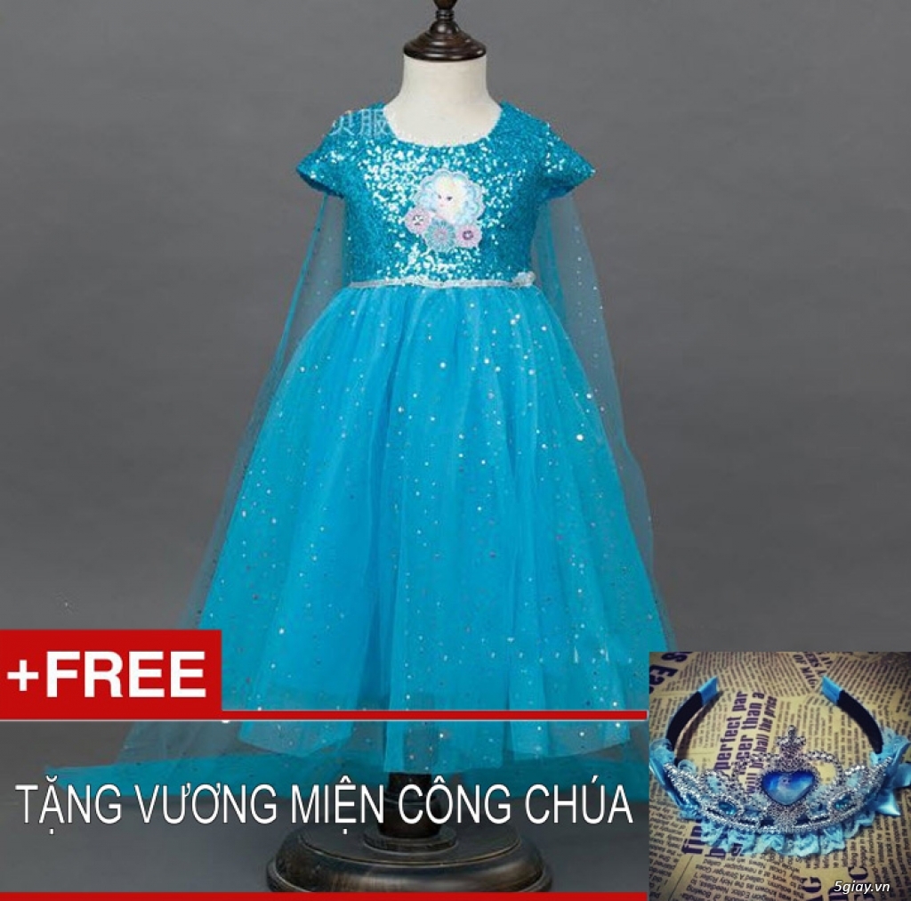 [Khuyến Mã] Đầm Xoè Tà Áo Dài Kim Tuyến Elsa Tặng Kèm Vương Miệng - 20