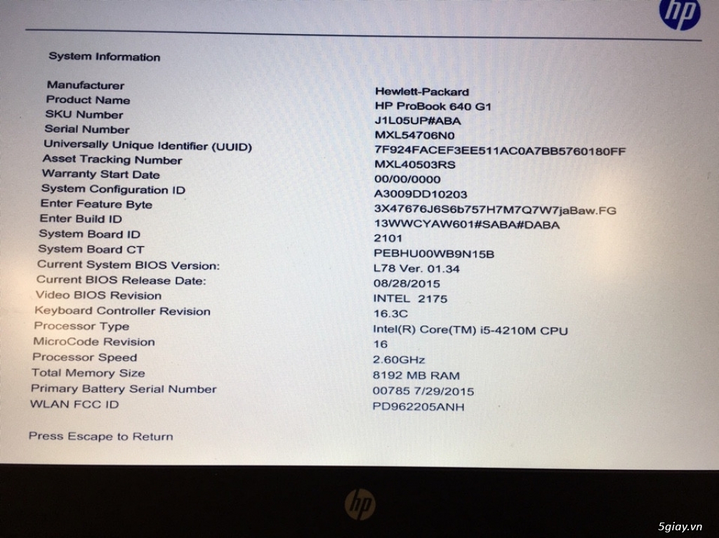 HP ProBook 640 G1 Core i5 2.6Ghz, 8GB Ram xách tay từ Mỹ  giá rẻ - 3