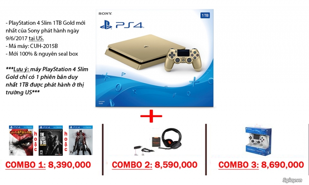 [Xách tay US - mới 100%] PlayStation 4 Slim 1TB Gold (Mã: CUH-2015B) - 6