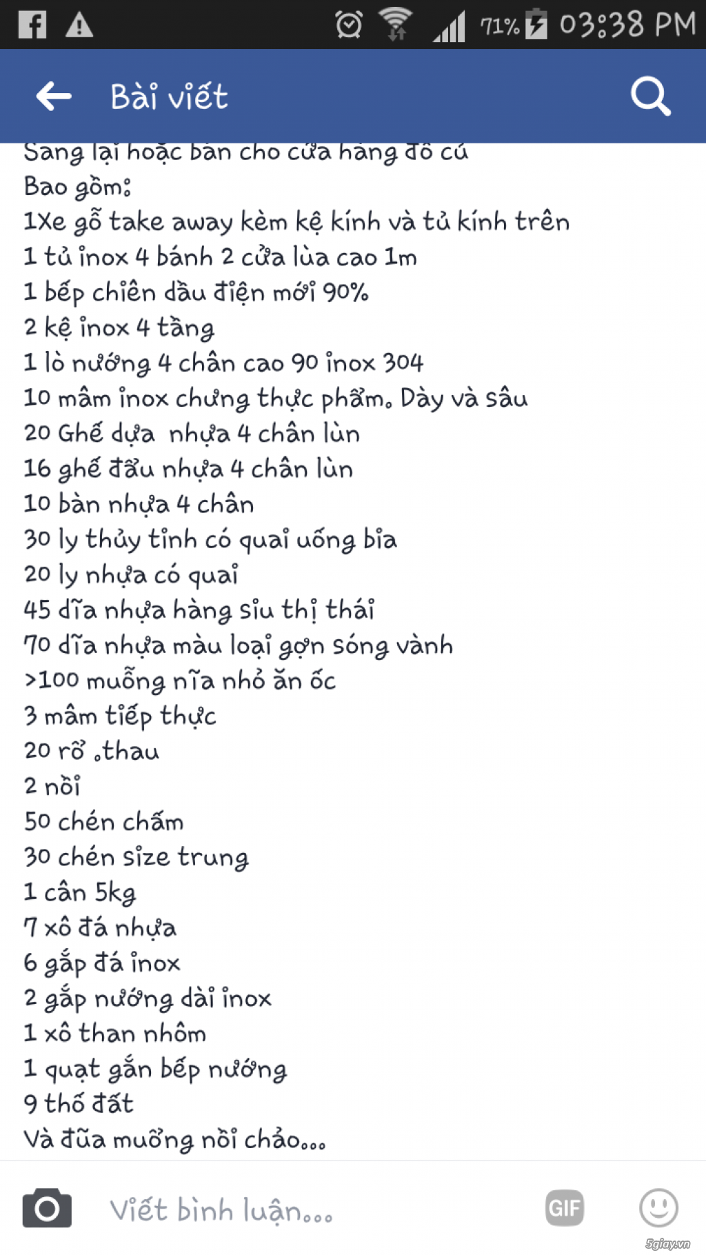 Cần bán toàn bộ vật dụng quán ốc - 1