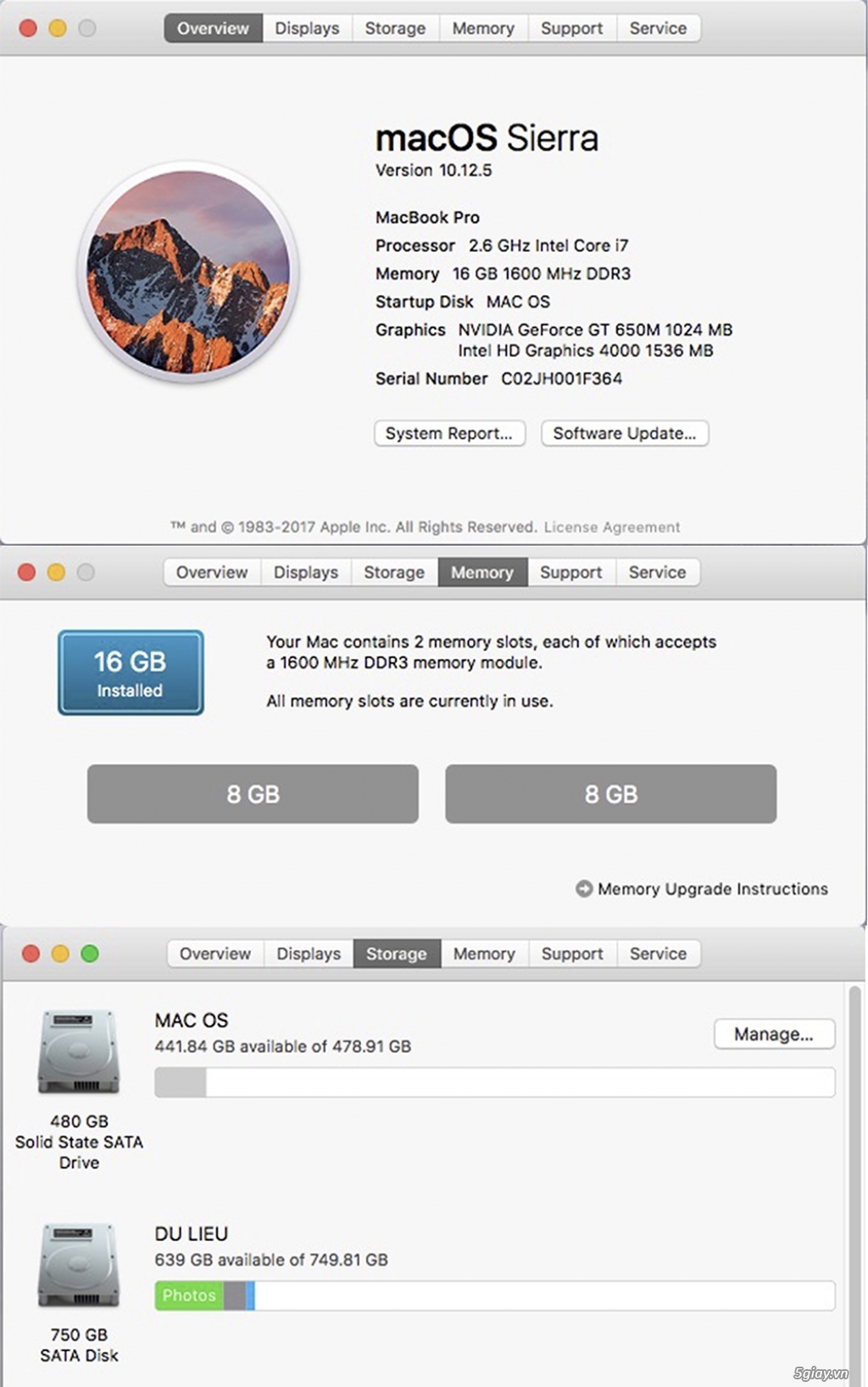 Cần bán Macbook pro 2012 MD104