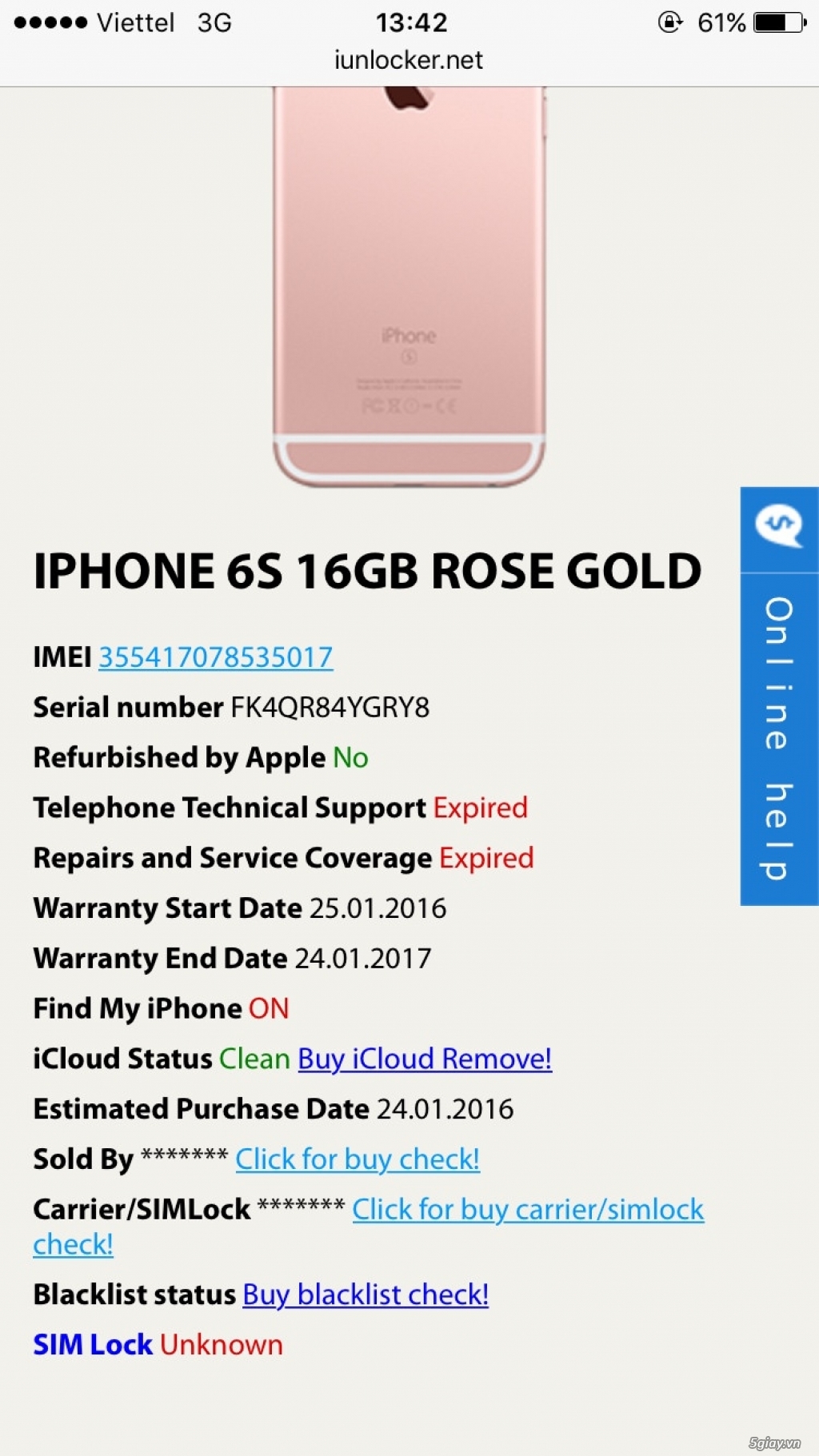 Iphone 6s 16gb quốc tế