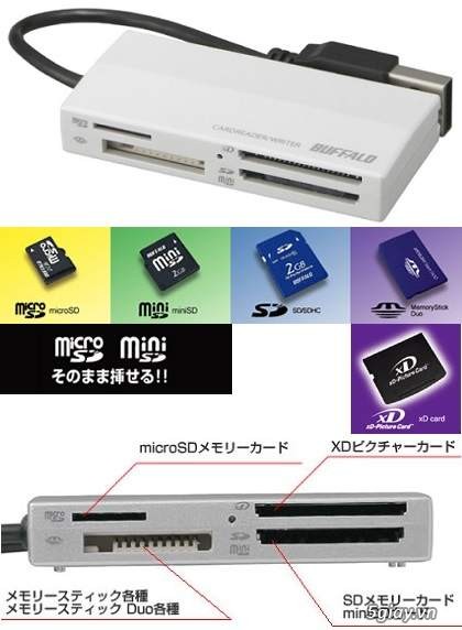 Buffalo Card Reader USB3.0, USB2.0 - Đầu đọc thẻ nhớ đa năng cho smatphone + Tablet - 7
