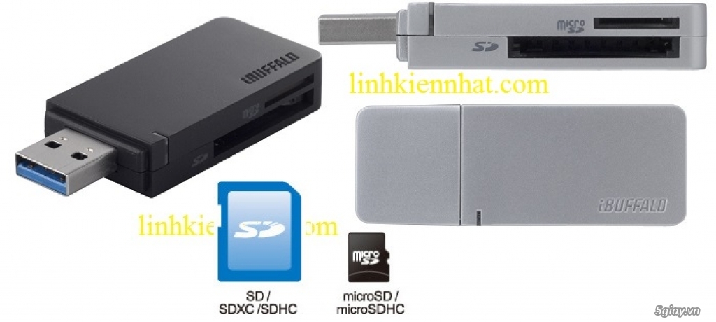 Buffalo Card Reader USB3.0, USB2.0 - Đầu đọc thẻ nhớ đa năng cho smatphone + Tablet - 12