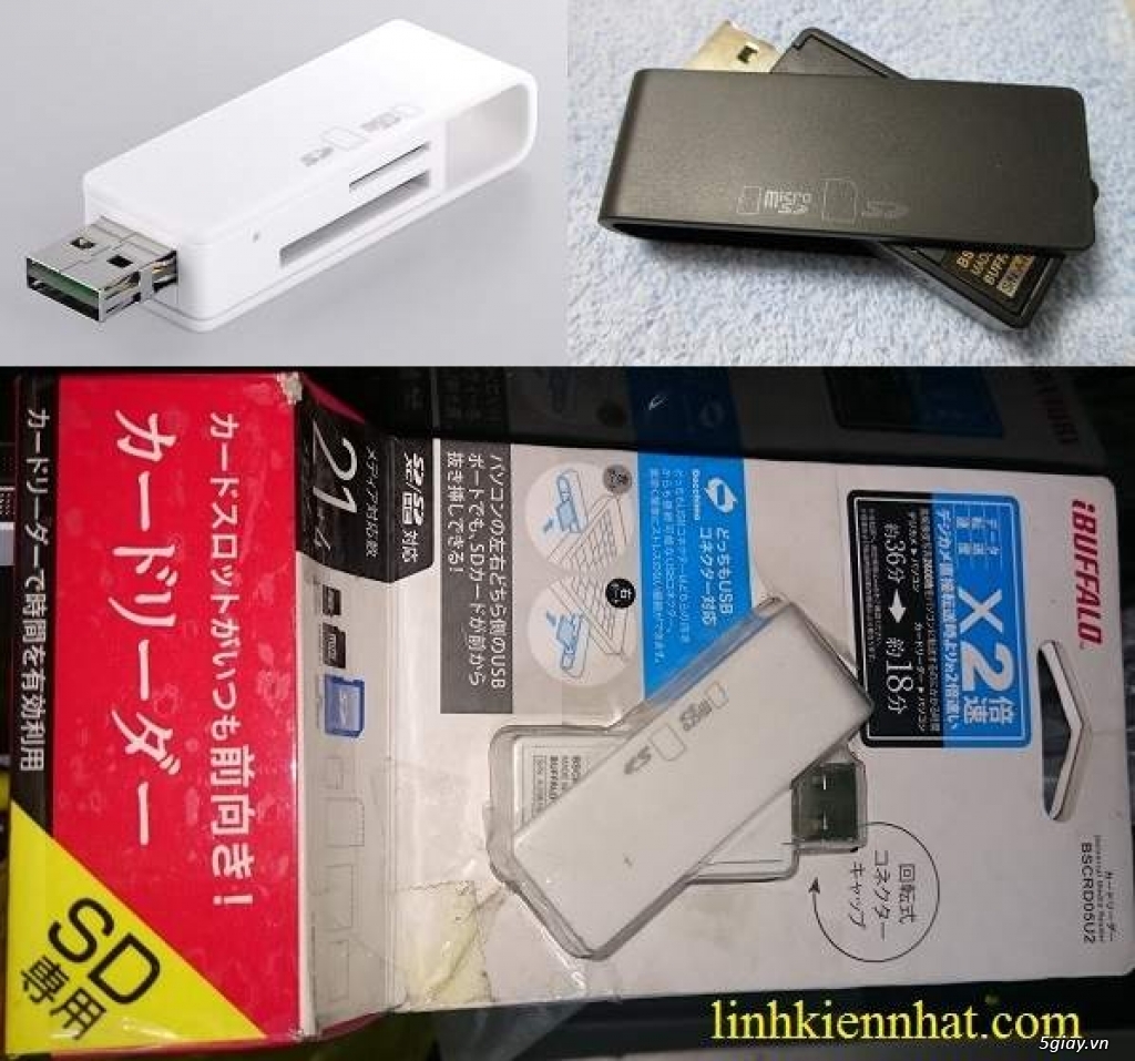 Buffalo Card Reader USB3.0, USB2.0 - Đầu đọc thẻ nhớ đa năng cho smatphone + Tablet - 1