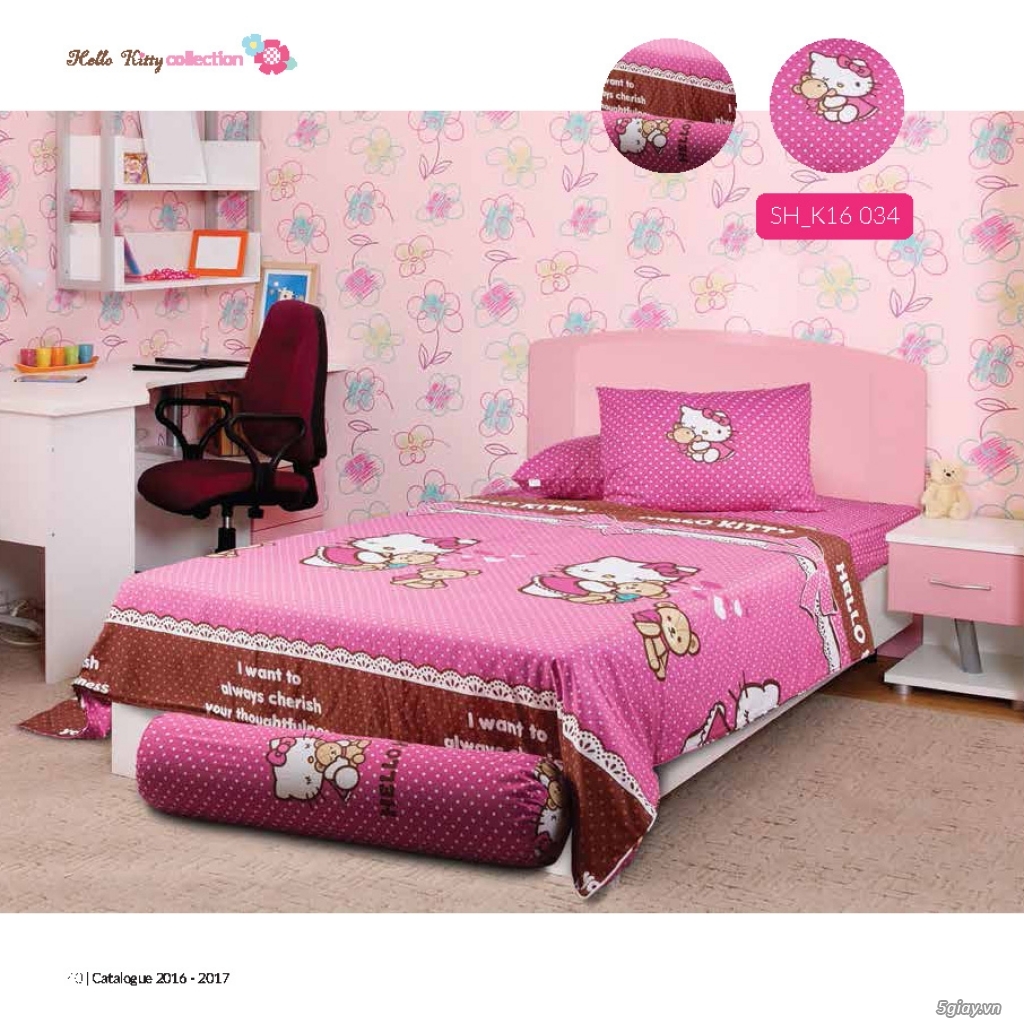 Chăn drap gối Hello Kitty - Doraemon Sông Hồng. Hàng Việt Nam Chất lượng cao - 4