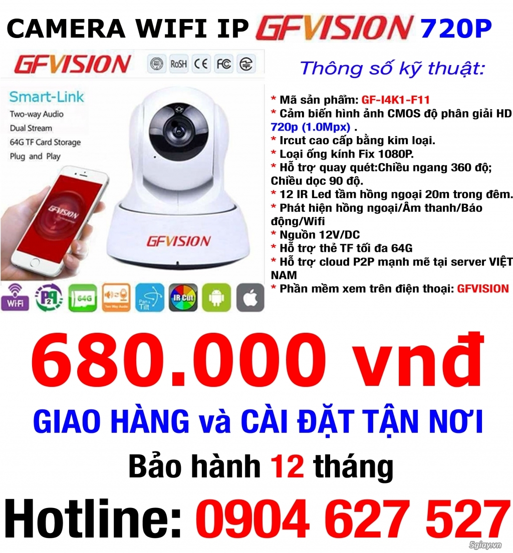 Chuyên cung cấp camera ip wifi GFVISION hàng chính hãng giá bình dân