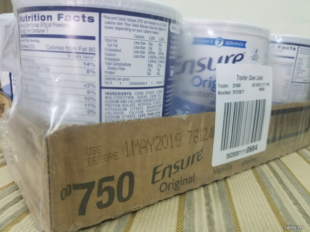 Sữa Ensure Mỹ xách tay chia anh em mua dùng cho tặng 265k/lon