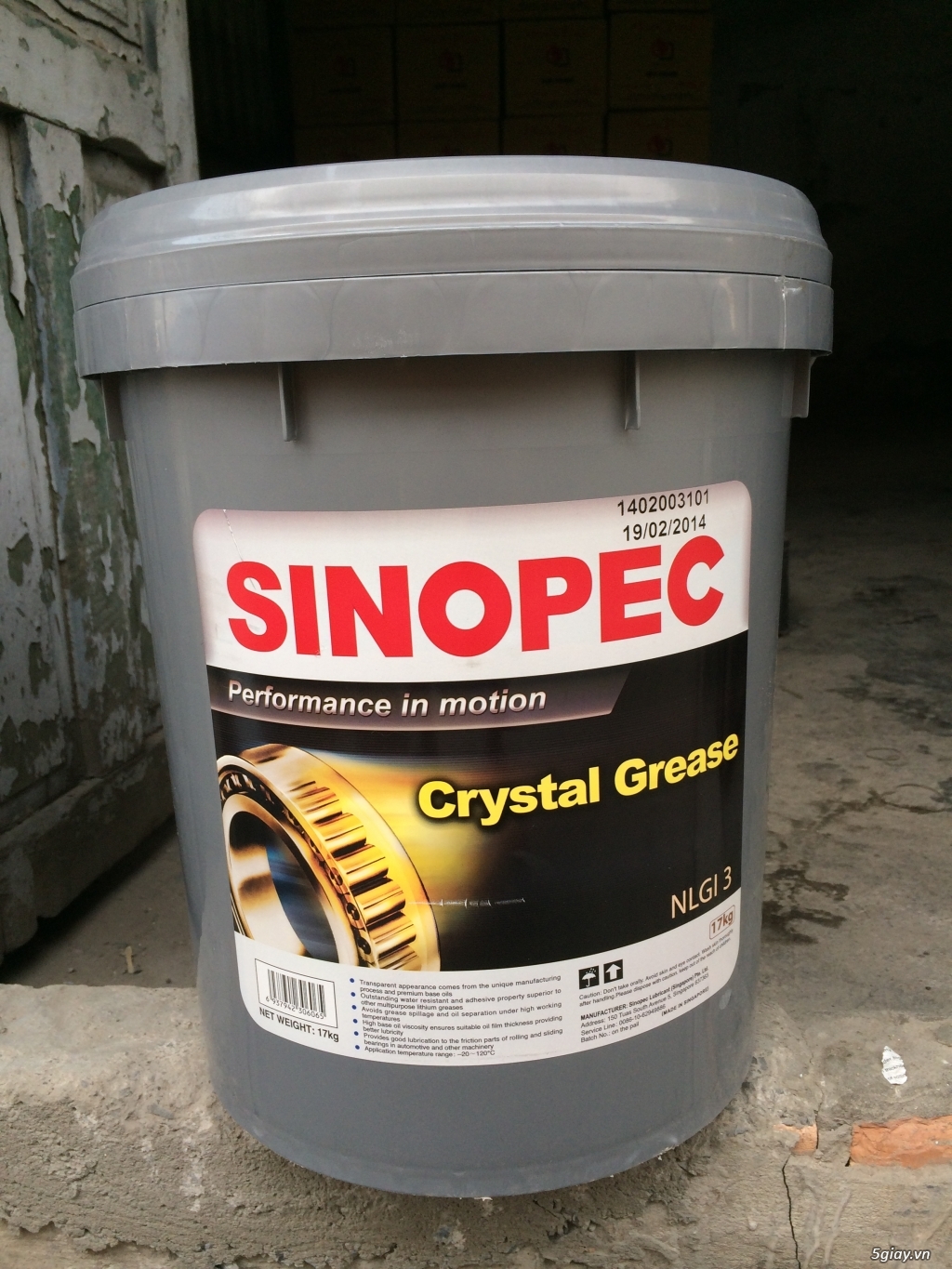 Mỡ chịu nhiệt Sinopec Crystal Grease NLGI3 xô 17Kg - 1