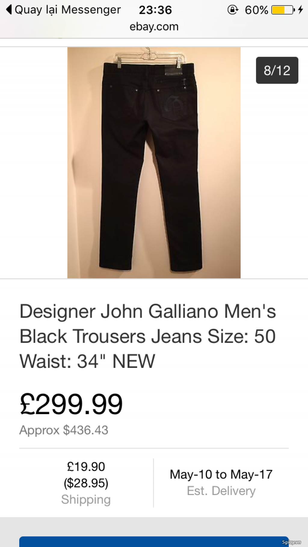 Quần jeans john galliano , made in italy , đẳng cấp toàn cầu . - 40