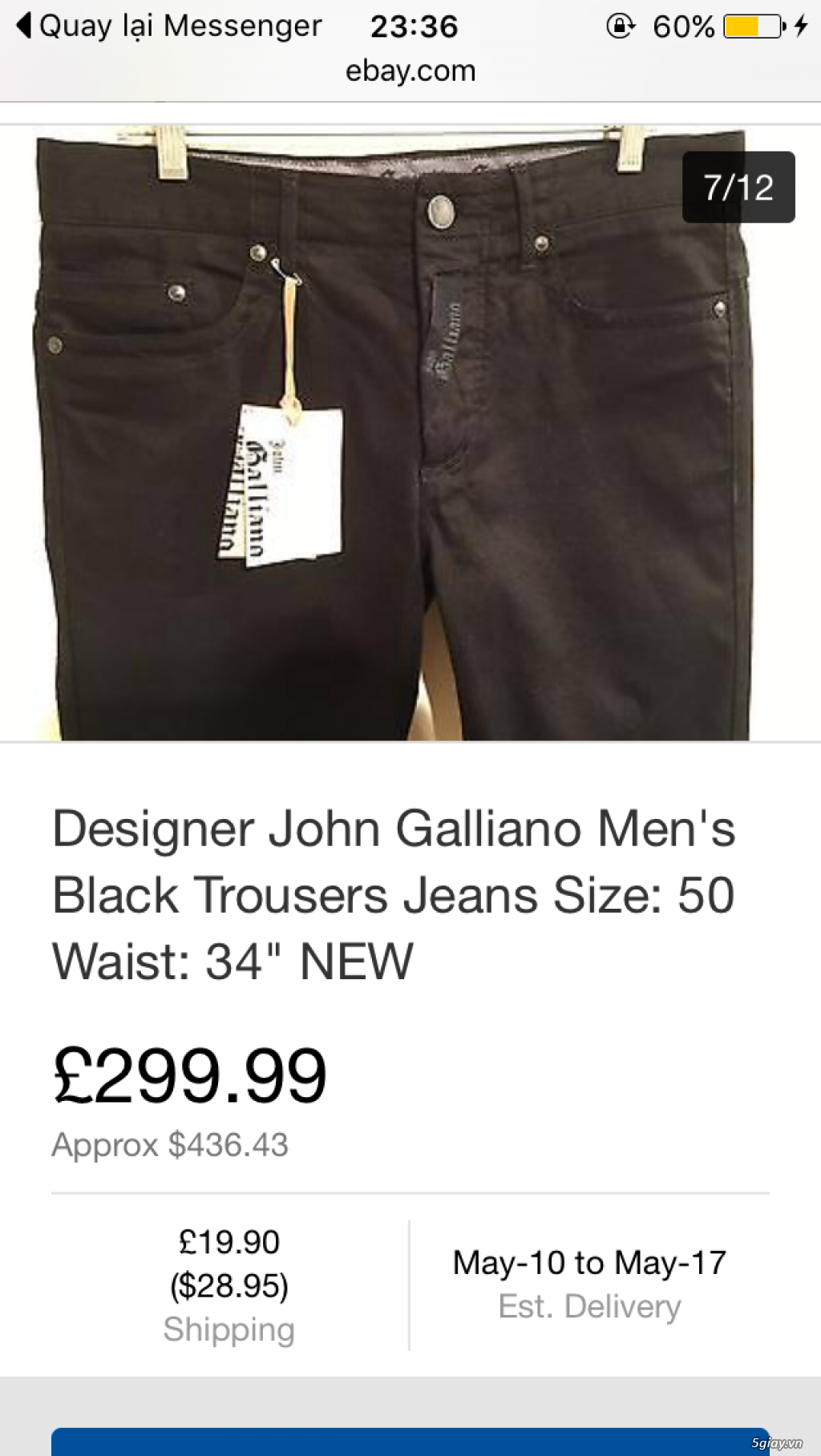 Quần jeans john galliano , made in italy , đẳng cấp toàn cầu . - 44