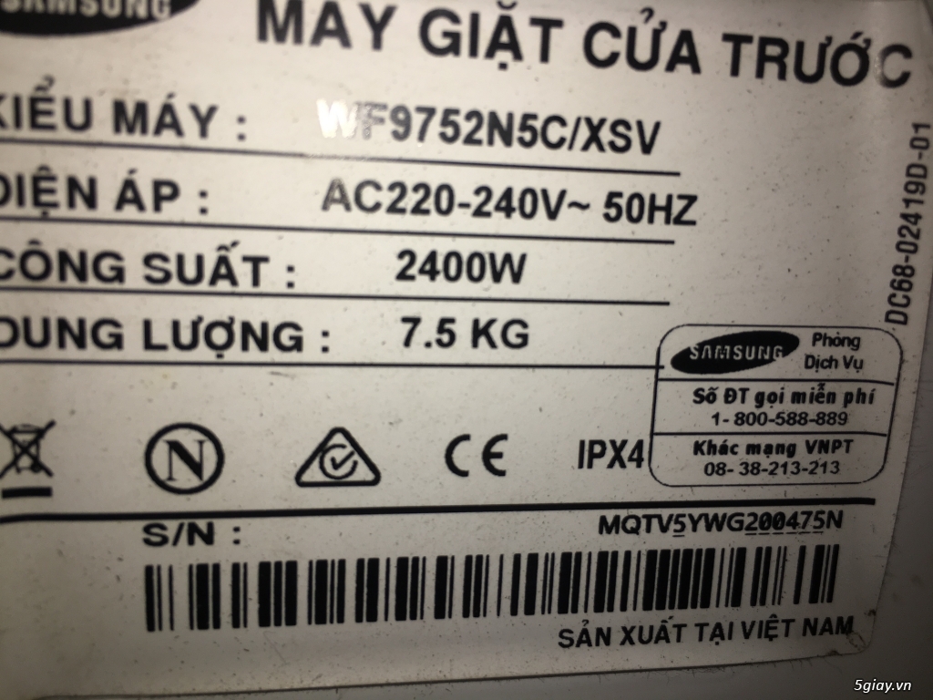 Máy giặt cửa trước Samsung 7,5kg, mới>95% - 4