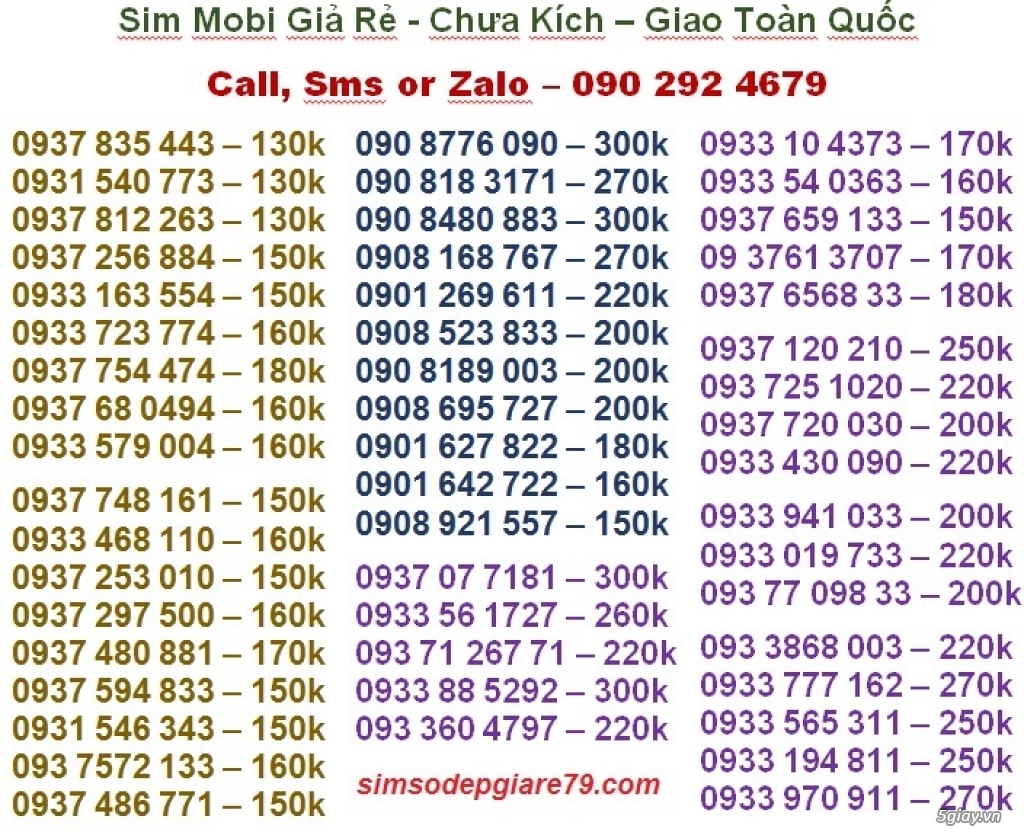 Sim mobi 0933, 0908, 0901 nhiều số mới về siêu đẹp, siêu rẻ.