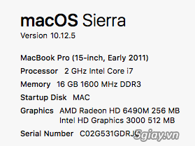 Mac early 2011 core i7 16GB 2 card SDD 180GB cần theo chủ mới