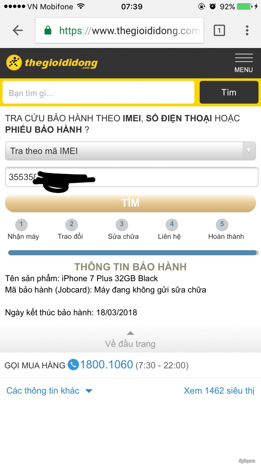 Ip 7plus đen nhám còn bh 8 tháng thegioididong. Máy đẹp như mới giá ok - 1