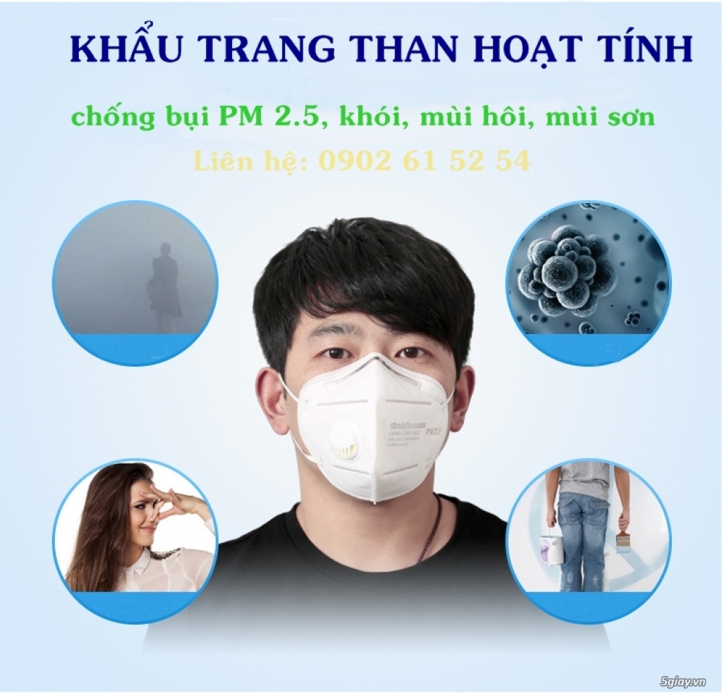 Khẩu trang chống bụi PM 2.5 có than hoạt tính và bộ lọc khí - 3